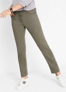 Dżinsy z prostą nogawką, mid waist, ze stretchem. Szare spodnie z wysokim stanem bonprix, bez wzorów. Za 142,99 zł.