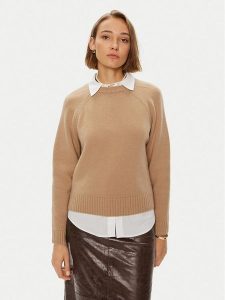 Weekend Max Mara Sweter 2425366162 Beżowy Regular Fit. Brązowe swetry klasyczne Weekend Max Mara, l, z wełny, bez kołnierzyka. Za 529,99 zł.