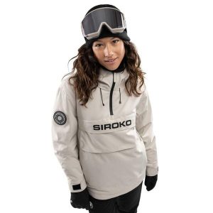 Kurtka snowboardowa damska W6-W Eriz. Brązowe kurtki SIROKO, bez wzorów, bez kaptura. W wyprzedaży za 467,00 zł.