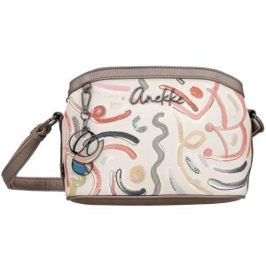 Torebka damska Anekke, na ramię z dekoracyjnym nadrukiem i metalowym logo zapinana na zamek z regulowanym paskiem oraz ozdobnym brelokiem, wielokolor. Torebki klasyczne Anekke, bez wzorów, na ramię, z nadrukiem, bez dodatków. Za 339,00 zł.