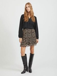 Vila Spódnica w kolorze czarno-beżowym rozmiar: 42. Brązowe spódnice Vila, bez wzorów, mini. Za 120,52 zł.