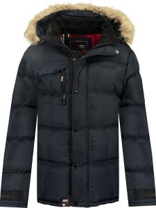 Geographical Norway Kurtka zimowa "Bonapart" w kolorze granatowym rozmiar: S. Niebieskie kurtki Geographical Norway, na zimę, s, bez wzorów, z puchu, bez kaptura. Za 202,03 zł.
