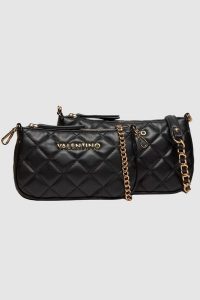 VALENTINO Podwójna czarna torebka Ocarina Crossbody. Czarne torebki klasyczne Valentino by Mario Valentino, bez wzorów, małe, bez dodatków. W wyprzedaży za 341,99 zł.