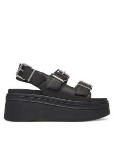 Tommy Jeans Sandały Tjw Wedge Sandal EN0EN02774 Czarny. Czarne sandały Tommy Jeans, bez wzorów, z jeansu, bez obcasa, na koturnie, bez zapięcia. Za 429,99 zł.