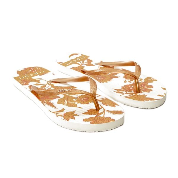 Japonki plażowe damskie Rip Curl Oceans Together 172. Białe klapki Rip Curl, bez wzorów, bez obcasa. Za 35,99 zł.