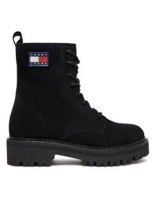 Tommy Jeans Trzewiki Urban EN0EN02630 Czarny. Czarne botki Tommy Jeans, bez wzorów, z jeansu, bez obcasa, na płaskiej podeszwie, bez zapięcia. Za 579,99 zł.