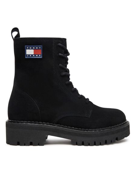 Tommy Jeans Trzewiki Urban EN0EN02630 Czarny. Czarne botki Tommy Jeans, bez wzorów, z jeansu, bez obcasa, na płaskiej podeszwie, bez zapięcia. Za 579,99 zł.