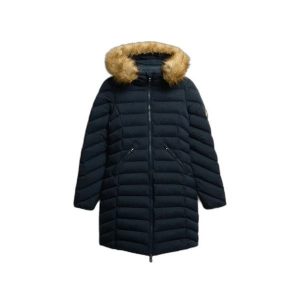 Parka dla kobiet Superdry Fuji. Niebieskie kurtki Superdry, na zimę, bez wzorów, bez kaptura. Za 575,55 zł.