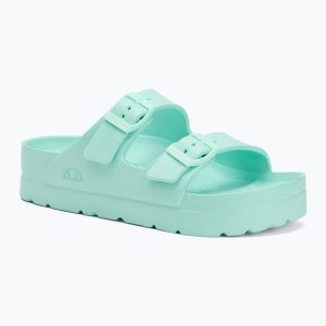 Klapki damskie Ellesse Beverly. Zielone klapki Ellesse, bez wzorów, z gumy, bez obcasa. Za 52,99 zł.