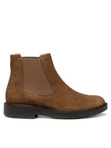 Geox Sztyblety D Spherica Ec1 D16QRC 00022 C6542 Brązowy. Brązowe botki Geox, bez wzorów, ze skóry, bez obcasa, na płaskiej podeszwie, bez zapięcia. Za 509,99 zł.