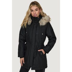 Parka Kobieta ONLY ONLIRIS FUR WINTER PARKA CC 2023 OTW. Czarne kurtki ONLY, na zimę, bez wzorów, bez kaptura. Za 296,70 zł.