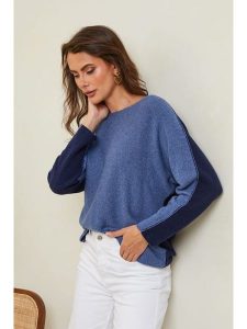 Joséfine Sweter "Dorog" w kolorze niebiesko-granatowym rozmiar: XL. Niebieskie swetry oversize Joséfine, xl, bez wzorów, z kaszmiru, bez ramiączek. Za 198,56 zł.
