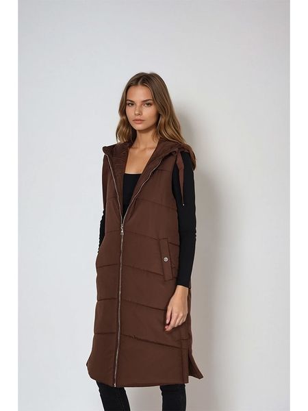 Steve Madden Kamizelka pikowana w kolorze brązowym rozmiar: S. Brązowe kamizelki Steve Madden, s, bez wzorów, bez kołnierzyka, bez ramiączek, bez kaptura. Za 178,79 zł.