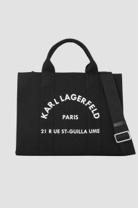 KARL LAGERFELD Сzarna bawełniana damska torebka. Czarne torebki klasyczne KARL LAGERFELD, bez wzorów, z bawełny, bez dodatków. W wyprzedaży za 349,99 zł.