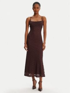 Bardot Sukienka koktajlowa Adoni Mesh 57998DB1 Brązowy Regular Fit. Brązowe kombinezony Bardot, bez wzorów, z meshu, wizytowe, bez kołnierzyka, bez ramiączek. Za 339,99 zł.