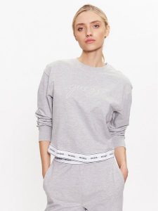 Guess Bluza O3YQ01 KBS91 Szary Regular Fit. Szare bluzy Guess, xl, z aplikacjami, z bawełny, bez kaptura. Za 229,99 zł.