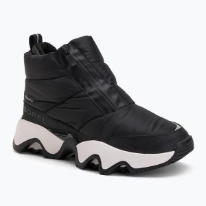 Śniegowce damskie Sorel Kinetic Impact Puffy Zip. Czarne buty zimowe Sorel, bez obcasa, bez zapięcia. Za 539,99 zł.
