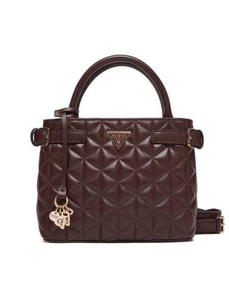 Guess Torebka Paisleigh HWQG98 83050 Brązowy. Brązowe kuferki Guess, z aplikacjami, ze skóry, bez dodatków. Za 529,99 zł.