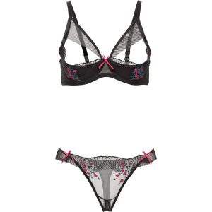 Biustonosz + figi panty "ouvert" (2 części) bonprix czarny. Figi marki bonprix. Za 44,99 zł.