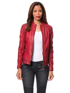 7eleven Skórzana kurtka "Rostock" w kolorze czerwonym rozmiar: 40. Czerwone kurtki 7eleven, bez wzorów, z materiału, bez kaptura. Za 411,91 zł.