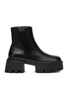 DeeZee Botki 62083-3 Czarny. Czarne botki DeeZee, bez wzorów, z materiału, bez obcasa, na płaskiej podeszwie, bez zapięcia. Za 219,99 zł.