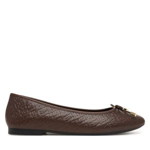 Baleriny Tommy Hilfiger. Brązowe balerinki TOMMY HILFIGER, bez wzorów, bez obcasa, bez zapięcia. Za 449,99 zł.