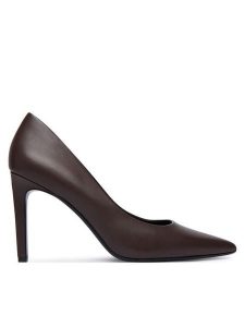 Calvin Klein Szpilki Ess Stiletto 90 HW0HW02608 Brązowy. Brązowe szpilki Calvin Klein, bez wzorów, ze skóry, bez obcasa. Za 649,99 zł.