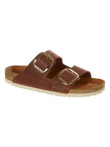 Birkenstock Skórzane klapki "Arizona" w kolorze brązowym rozmiar: 36. Brązowe klapki Birkenstock, bez wzorów, z otwartym noskiem, bez obcasa. Za 394,60 zł.