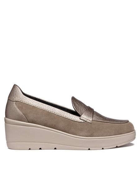 Geox Półbuty D Ilde D46RAB 0222N C6029 Beżowy. Brązowe czółenka Geox, bez wzorów, ze skóry, bez obcasa, na koturnie, bez zapięcia. Za 279,99 zł.