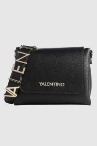 VALENTINO Torebka czarna Alexia Satchel. Czarne listonoszki Valentino by Mario Valentino, bez wzorów, bez dodatków. W wyprzedaży za 389,99 zł.