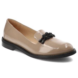Beżowe Mokasyny Armodo Modne Buty Damskie. Brązowe półbuty Armodo, bez wzorów, ze skóry, bez obcasa, na obcasie, bez zapięcia. Za 359,00 zł.