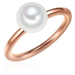 Valero Pearls Srebrny pierścionek srebro wysokiej próby Perła hodowlana słodkowodna różowe złoto Pierścionki 1 ct Damski. Czerwone pierścionki Valero Pearls, z perłą, pozłacane. Za 199,99 zł.