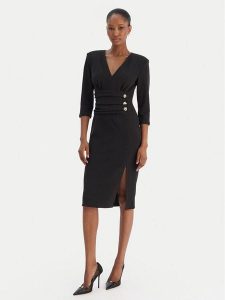 Rinascimento Sukienka koktajlowa CFC0020161002 Czarny Slim Fit. Czarne sukienki Rinascimento, l, bez wzorów, z syntetyku, wizytowe, bez kołnierzyka, bez ramiączek. Za 579,99 zł.