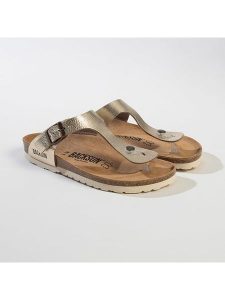 BACKSUN Japonki "Singapore" w kolorze złotym rozmiar: 39. Żółte klapki Backsun, bez wzorów, z materiału, z otwartym noskiem, bez obcasa. Za 112,83 zł.