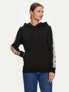 Guess Bluza V4YQ11 KB3P2 Czarny Regular Fit. Czarne bluzy Guess, s, z aplikacjami, z syntetyku, bez kaptura. Za 279,99 zł.