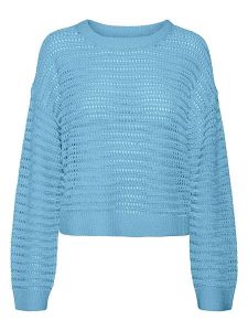 Vero Moda Sweter w kolorze błękitnym rozmiar: XS. Niebieskie swetry oversize Vero Moda, xs, bez wzorów, ze splotem, bez ramiączek. Za 57,20 zł.
