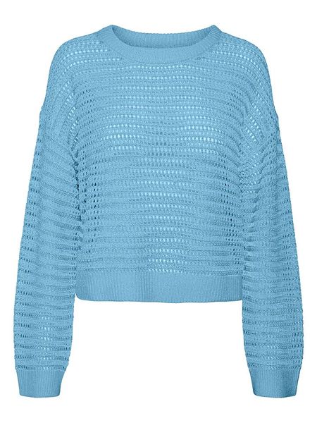 Vero Moda Sweter w kolorze błękitnym rozmiar: S. Niebieskie swetry oversize Vero Moda, s, bez wzorów, ze splotem, bez ramiączek. Za 86,99 zł.