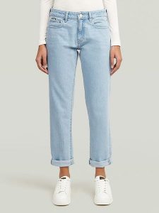 G-Star Dżinsy "Kate" - Boyfriend fit - w kolorze błękitnym rozmiar: W30/L34. Niebieskie jeansy G-Star, z aplikacjami, ze skóry. Za 250,35 zł.