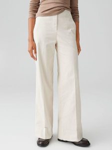 OPUS Spodnie sztruksowe "Mileni" w kolorze białym rozmiar: 42. Białe spodnie z wysokim stanem Opus, bez wzorów, ze sztruksu, z podwyższonym stanem. Za 167,28 zł.