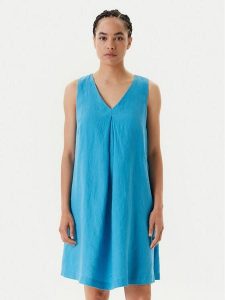United Colors Of Benetton Sukienka letnia 4AGHDV0AX Niebieski Relaxed Fit. Niebieskie kombinezony United Colors of Benetton, na lato, l, bez wzorów, ze lnu, bez kołnierzyka, bez ramiączek. Za 179,99 zł.