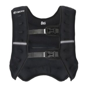 Kamizelka treningowa z obciążeniem TREXO. Czarne kamizelki TREXO, bez wzorów, bez kołnierzyka, bez ramiączek, bez kaptura. Za 169,99 zł.
