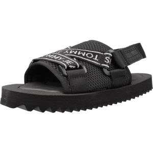 Sandały TOMMY JEANS EN0EN02462 Czarny. Czarne sandały TOMMY HILFIGER, bez wzorów, z jeansu, bez obcasa, bez zapięcia. Za 226,99 zł.
