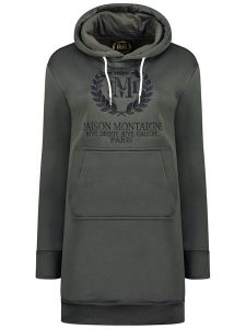 Maison Montaigne Sukienka dresowa "Giqueen" w kolorze antracytowym rozmiar: S. Czarne sukienki Maison Montaigne, s, bez wzorów, z dresówki, bez kołnierzyka, bez ramiączek, mini. Za 86,99 zł.