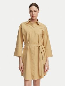 Gant Sukienka koszulowa 4503527 Beżowy Regular Fit. Brązowe sukienki GANT, bez wzorów, z bawełny, bez kołnierzyka, bez ramiączek, koszulowe. Za 466,99 zł.
