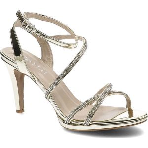 Złote Sandały Bayla Eleganckie Sandały Na Obcasie. Żółte sandały Bayla, bez wzorów, ze skóry ekologicznej, bez obcasa, na obcasie, bez zapięcia. Za 219,00 zł.