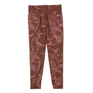 Second life - Legginsy damskie do jogi Gymshark brązowe - Jak nowy. Brązowe legginsy Gymshark, bez wzorów, z materiału. Za 106,46 zł.