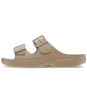 Klapki Crocs Saturday Sandal W Damskie. Brązowe klapki Crocs, bez wzorów, z materiału, bez obcasa. Za 255,99 zł.