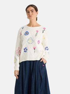 LIEBLINGSSTÜCK Sweter "Melodea" w kolorze kremowym ze wzorem rozmiar: 44. Brązowe swetry oversize LIEBLINGSSTÜCK, bez wzorów, bez ramiączek. Za 340,99 zł.