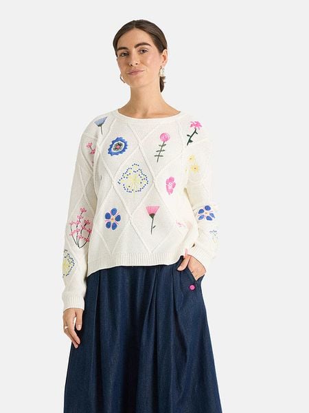 LIEBLINGSSTÜCK Sweter "Melodea" w kolorze kremowym ze wzorem rozmiar: 42. Brązowe swetry oversize LIEBLINGSSTÜCK, bez wzorów, bez ramiączek. Za 297,05 zł.