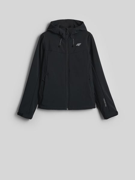 4F Kurtka softshell wiatroodporna membrana 8000 damska - czarny XS. Czarne kurtki 4f, m, bez wzorów, z softshellu, bez kaptura. Za 299,99 zł.